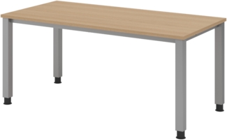 bümö manuell höhenverstellbarer Schreibtisch 160x80 cm in Eiche - PC Tisch höhenverstellbar & groß, höhenverstellbarer Tisch Büro, großer Computertisch verstellbar, Q-Serie, QS-16-E