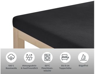 OTTO home Spannbettlaken Physalis Topper COMFORT, 100% Baumwolle, 150 g/m², Jersey, Gummizug: rundum, (1 Stück), Baumwolle, Matratzen bis 10 cm Höhe, Bettlaken, Spannbetttuch, Laken