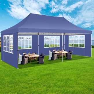 Faltpavillon 3x6m Wasserdicht Stabil Winterfest Partyzelt Marineblau