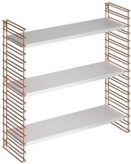 METALTEX 377608340 Bücherregal TOMADO mit 3 weißen Böden u. Seitengittern in kupfer / Hängeregal / TOMADO-Regalsystem