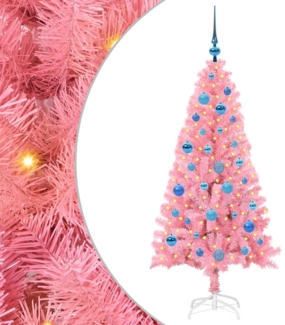 vidaXL Weihnachtsbaum mit 150 LEDs mit Ständer Rosa 150 cm PVC 3396423