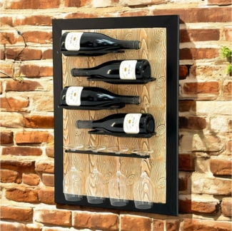 DanDiBo Weinregal Wand Metall Schwarz 4 Flaschen mit Glashalter 96617 Weinhalter Wandregal Modern Flaschenhalter Design Wanddeko