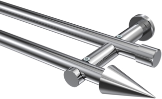 Gardinenstangen-Set Platon Elanto 100 cm, 2-läufig (ohne Ringe), 20 mm Ø Chrom
