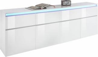 INOSIGN Sideboard Magic, Kommode, Schrank, Kredenz, mit 4 Türen, 4 Schubkästen sowie alufarbenen Softgriffen, Breite 240cm