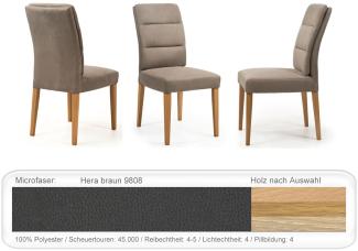 4x Stuhl Flavia 8 Varianten Polsterstuhl Esszimmerstuhl Massivholzstuhl Buche natur lackiert, Hera braun