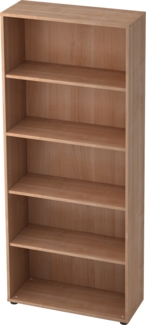 bümö Regal Nussbaum, Standregal aus Holz für 5 Ordnerhöhen - Bücherregal 80 cm breit, Aktenregal für Ordner & Bücher, Büroregal, Holzregal, Ordnerregal, Aufbewahrungsregal, Buchregal, 4000-N