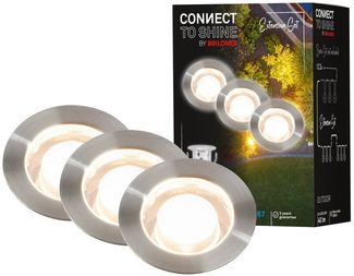 Briloner LED Außen-Bodenstrahler Kebony Connect to Shine 3er Ergänzungsset 1,8W