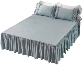 Kaket Bettwäsche Bettrock mit Rüschen, elastisches Bettlaken mit Plattform, 1 teilig, Bettumrandung mit elastischem Band für Betten