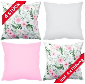 Amilian Dekokissen 4er Set - Dekokissen mit Füllung - 45x45 cm - Deko Kissen