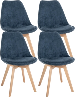 CLP 4er Set Esszimmerstuhl Linares Mit Buchenholzgestell,dunkelblau Cord