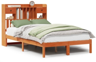vidaXL Massivholzbett mit Regal ohne Matratze Wachsbraun 135x190 cm 3321639