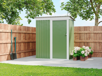Vente-unique - Gerätehaus Gartenhaus - verzinkter Stahl - Salbeigrün - 1,39 m² - BIRON
