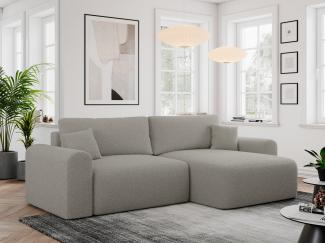 MKS Meble 'Nelson' Ecksofa mit Schlaffunktion und Bettkasten, L-form, Grau, Boucle