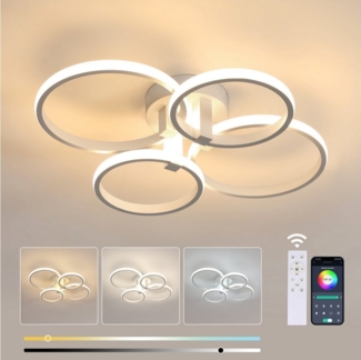 Goeco LED Deckenleuchte Runde Deckenlampe,weiße Aluminiumlampe,fernbedienbar dimmbar