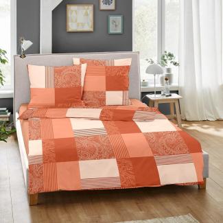 Dormisette Feinbiber Bettwäsche Ystad orange|155x220 cm + 80x80 cm