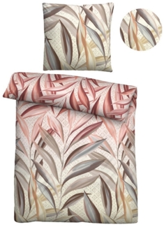 biberna Feinbiber Bettwäsche 0005189 PALMBLÄTTER, kitt, 1x 155x220 cm + 1x 80x80 cm