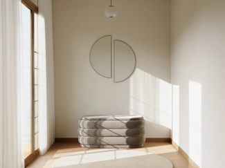 Vente-unique - Banktruhe - Bouclé-Stoff - Weiß - ECAMBI