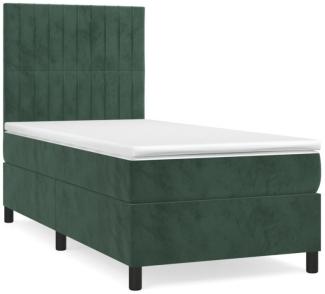 vidaXL Boxspringbett mit Matratze Dunkelgrün 90x190 cm Samt 3143118