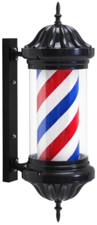BarberPub Barber Pole Barbierstab, Barbershop Friseurstange mit LED Leucht Salon Einrichtung, Drehbar Stange Friseursalon, Rot Weiß Blau Salon Säule, 70CM Barbier Stange Licht, Energie Sparen L054BC