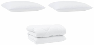 vidaXL Winterbettdecke mit Kissen 3 pcs Weiß Mikrofaser 3377780