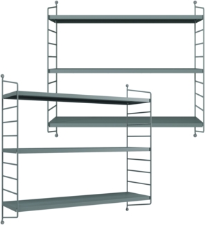 en.casa 'Strängnäs' Modulares Wandregal, 2 Stück, Stahl, Graublau, 50 x 60 x 15 cm