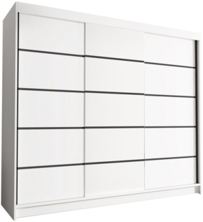 Sofnet 'Netro VII' Kleiderschrank, Schwebetürenschrank, Schiebetürenschrank mit Kleiderstange und Einlegeboden, Schlafzimmerschrank, Schiebetüren, 250x215x58 cm (Weiß)