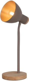 näve Schreibtischlampe Marie, ohne Leuchtmittel, Fuß und Schirm z.T. aus Holz, Schirm flexibel beweglich, E14