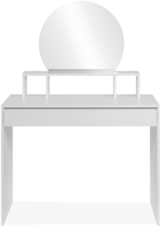 Calicosy 'IMAGE' Schminktisch mit 1 rundem Spiegel, 3 oberen Fächern und 1 großer Schublade L100cm - Weiß
