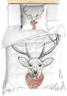 Abakuhaus Bettwäsche Milbensicher Allergiker geeignet mit Kissenbezug, Microfaser, Geweih Deer mit Schal-Winter