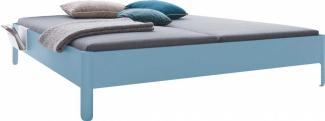 NAIT Doppelbett farbig lackiert Silbertannenblau 160 x 210cm Ohne Kopfteil