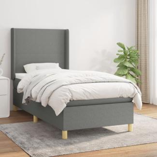 vidaXL Boxspringbett mit Matratze Stoff Dunkelgrau 90x190 cm, Härtegrad: H2 [3131794]