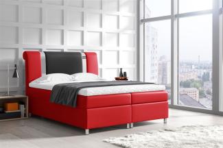 Boxspringbett NATHAN 120x200 cm Kunstleder Rot-Schwarz