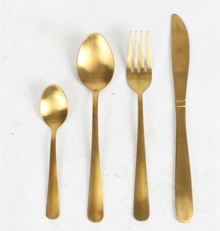 12x Besteck Set 16er Edelstahl Gold Matt Tafel Menü Löffel Speisen Ess Küchen