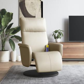 vidaXL Massagesessel mit Fußteil Creme Kunstleder