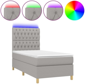Boxspringbett mit Matratze & LED Stoff Hellgrau 80x200 cm
