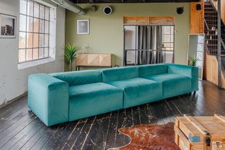 KAWOLA Sofa MIA Modulares Sofa 8-tlg. Velvet grün 72 x 120 x 418 cm