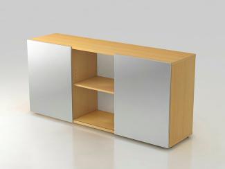 Sideboard 2OH mit Schiebetüren Weiß / Eiche