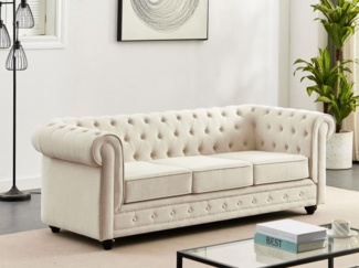 Vente-unique - Sofa 3-Sitzer - Stoff - Beige - CHESTERFIELD