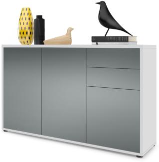 Vladon Sideboard Ben V3, Kommode mit 3 Türen und 2 Schubladen, Weiß matt/Graphit Seidenmatt (117 x 74 x 36 cm)