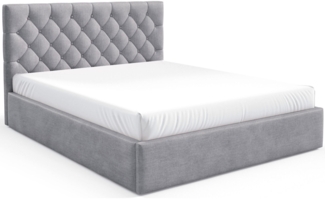 Selsey 'Aurevia' Polsterbett 160x200 mit Bettkasten und Samtbezug, hellgrau