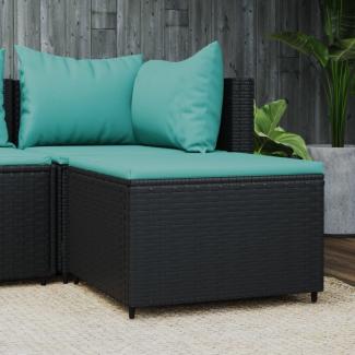 vidaXL Gartenhocker mit Kissen Schwarz Poly Rattan 319804