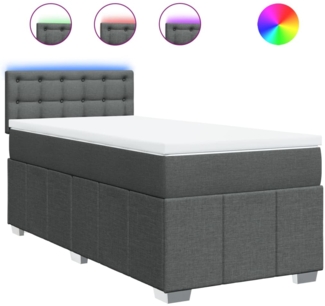 vidaXL Boxspringbett mit Matratze Dunkelgrau 80x200 cm Stoff 3289210