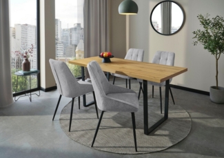 Jockenhöfer Gruppe Essgruppe ROGER, Sitzgruppe, Tisch, 4 Stühle, (Set, 5-tlg), Tischplatte Wildeiche, Stühle mit Webstoff