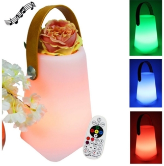 Arnusa LED Tischleuchte mit Bluetooth Lautsprecher kabellos Akku Farbwechsel RGB, Bluetooth, LED fest integriert, Farbwechsler, Dekoleuchte mit Fernbedienung und Musik