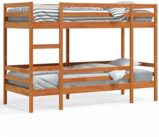 vidaXL Etagenbett Wachsbraun 90x200 cm Massivholz Kiefer 3284220