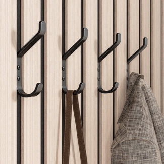 FOUORTUNATE-BEE Kleiderhaken Garderobenhaken, Kleiderhaken zum Schrauben, Haken für Akustikpaneele, Schlafzimmer, Wohnzimmer, Badezimmer, (10-St), Wandhaken für Garderobe, Jacken, Hut, Metall, Schwarz 10CM