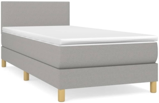 vidaXL Boxspringbett mit Matratze Hellgrau 90x190 cm Stoff 3140417