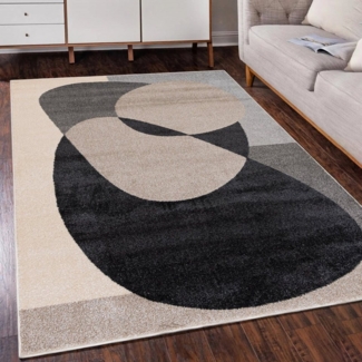 Mazovia Designteppich Modern Teppich Kurzflor Wohnzimmerteppich Japandi Scandi Beige Grau, 80 x 150 cm, Fußbodenheizung, Allergiker geeignet, Farbecht, Pflegeleicht