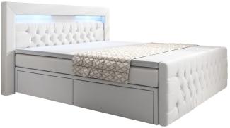 Boxspringbett Sera mit LED und Stauraum 160x200 H4 Braun
