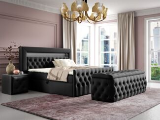 Boxspringbett Schlafzimmerbett ERNESTO Nr. 4 120x200cm in Elisa Velvet Schwarz